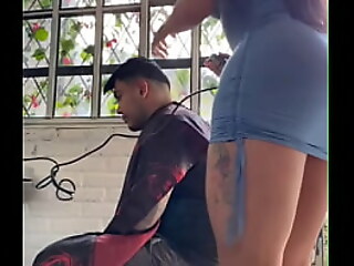 Unexpected encounter at the barbershop leads to a steamy threesome with a stunning trans woman.